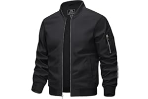 KEFITEVD Herren Leichte Dünne Bomberjacke mit Ärmeltasche Blouson Jacke Übergangsjacke Stehkragen US Fliegerjacke mit Innentasche