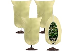 WISD Garden Fleece Frost Protection Bags - 80gsm Winter Plant Covers with Drawstring and Zipper - Plant Fleece Jacket for Outdoor Plants Trees Cold Weather (80 * 120cm,4 packs)