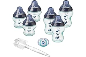 Tommee Tippee Closer to Nature® Newborn Baby Bottle Starter Set, Breast-like Teats with Anti-Colic Valve, Neutral Whale Decoration
