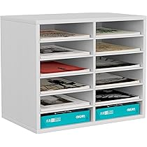EasyPAG Houten bureaublad 4 niveaus A4 in lade kantoor bureau opgeruimde bestandshouder papier organisator tijdschriftopslag archiveringsrek, wit