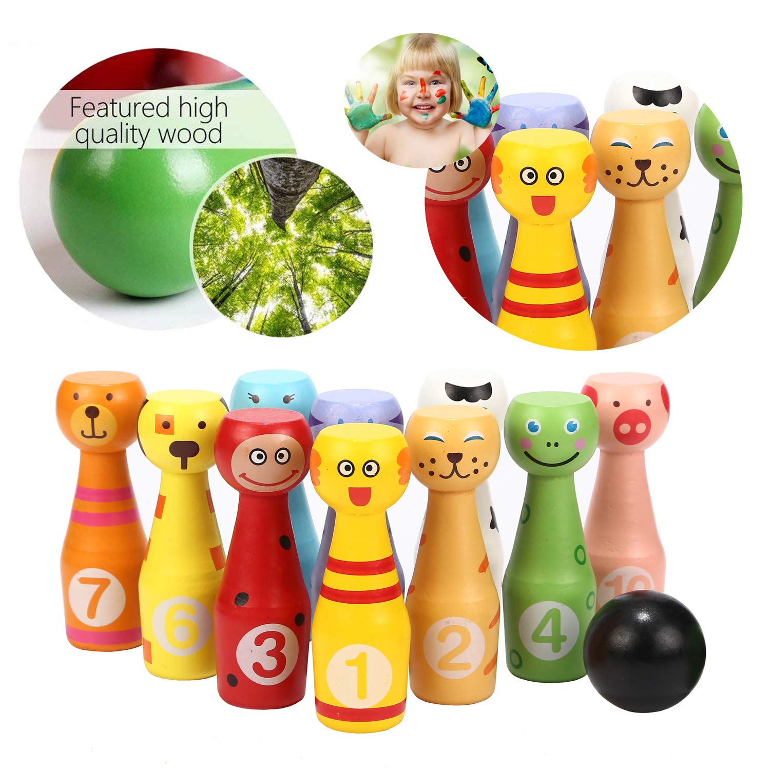 Giochi E Giocattoli Ecent Gioco Di Bowling In Legno Per