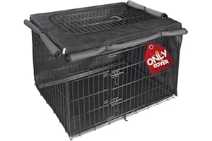 Explore Land Housse de Cage pour Chien pour Cage métallique de 106,7 cm, Housse en Treillis Robuste Compatible avec Les Cages en métal Standard à 1, 2, 3 Portes (Noir)
