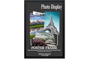 A2Z Home Solutions® Photo Poster Display Wall Hanging Black Frame 45 x 65 cm For Print Picture With Clear Perspex 30x15mm Moulding Mounting Hooks MDF backboard