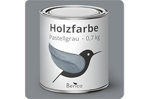 Berico Holzfarbe - Pastellgrau - 0,7 Kg - 3in1 Premium Holzlack - Für Innen und Außen - Robust & Wetterfest