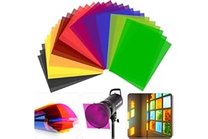 SAMNISOO 30 Pcs Filtre de Lumière Gel de Correction de Couleur, Transparent Film Plastique Feuilles de Recouvrement Coloré Filtre Gel d'éclairage de Couleur, 10 Couleurs Format A4
