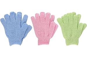 MOGITO 3 Paires Gant Exfoliant Corps, Gants Exfoliants pour le corps, Nettoie Et Purifie En Profondeur Les Cellules Mortes, Gant de toilette exfoliant, Gommage naturel Et Efficace