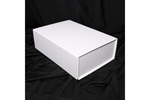 JAZLAX Large Luxury Gift Box for Presents Size 33x22x11cm, Magnetic Gift Box with Tissue Paper Birthday Wedding Bridesmaid Groomsman Anniversary Valentines Baby Gift (White)