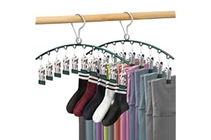 MidingChai Etendoir Chaussette, Lot de 2 étendoir Chaussettes avec 20 Clips, Coupe-Vent pour Chaussettes sous-Vêtements Soutiens-Gorge Vêtements de Bébé Gants (étendoir 2 pièces)