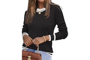 Rapbin Jumpers for Women UK Long Sleeve Tops Ladies Crew Neck Lightweight Sweater Solid Color Pullover Sweatshirt