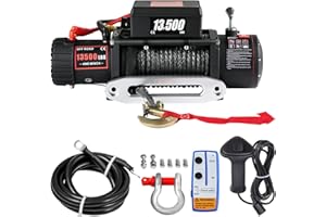 OldFe Verricello Elettrico 13.500lbs 12V, Verricello Elettrico con 27m Corda Sintetica e Telecomando, Perfetto per Ambiente Fangoso