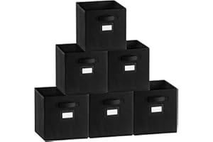 YOUDENOVA Caja de almacenaje de 28 x 28 cm, 6 unidades, plegable, color negro