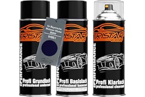 TRISTARcolor Autolack Spraydosen Set für Bayerische Motoren Werke/BMW WB51 San Marino Blau Metallic Grundlack Basislack Klarlack Sprühdose 400ml