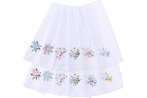 SALBSEVER 12 Stück Florale Stofftaschentücher Damen, Baumwolle, Vintage-Blumen-Taschentuch, Bestickte Taschentücher für Hochzeitsfeier