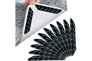 ZTMY Anti-Slip Rug Gripper 10 Piece Set - Reusable Carpet Corner Stickers for Wooden and Hard Floors, Anti Curling Tape to Keep Carpets in Place-Black