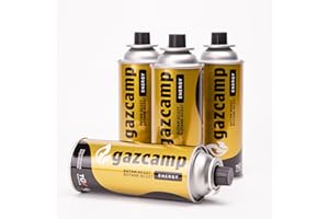 Gazcamp EXGAS, Gaskartusche, Gaskartuschen, Butan, MSF-1a Bajonett Ventil, 227g, Gaskocher, Campingkocher, Unkrautbrenner, Universaldruckgasdose, Camping, BBQ, Heimwerken, DIY (4 Kartuschen)