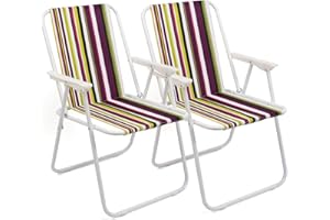 THE SECRET HOME - Silla de Playa Plegable - Silla en Metal y Poliéster - Asiento Ideal para Playa, Jardín, Terraza (Modelo 1 - Verde/Rosa/Violeta)