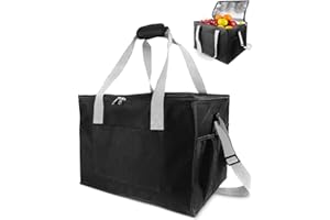 Evolpor Foldable Cooler - 35L Insulated Cooler Bag with Reinforced Handle, Two-Sided Mesh Storage, Ideal for Camping, Travel, BBQ - Black