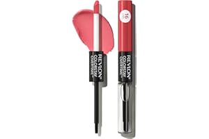 Revlon Colorstay Overtime Lipcolour, Dual Ended Longwearing Liquid Lipstick with Clear Lip Gloss, with Vitamin E in Red/Coral, Constantly Coral (020)