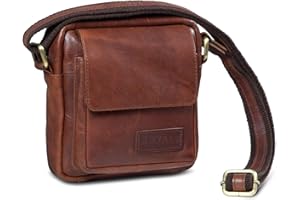 ROYALZ 'Austin' Pequeño Bolso Mensajero para Hombre Bolsa de Hombro Masculinode Cuero Auténtica Mini Bandolera de Piel