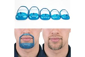 XCSJ Barbe Guide Outil Shaper Modèle De Barbe Shaper De Barbe Modèles De Style De Barbe Outil De Mise En Forme De Barbe Pour Homme Pour Bouc Moustache Bleu Transparent, 5 Tailles Différentes