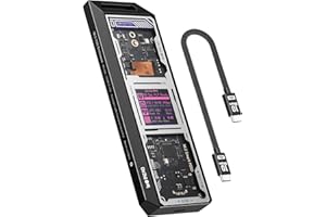 DOCKCASE Chizha Smart SSD Enclosure, 10s PLP Prevents Write Data Loss, NVMe M.2 Enclosure Real-time SSD Health Detection, Dual Type-C Ports USB-C 3.2 10Gbps Supports NVMe SSD Up to 4TB