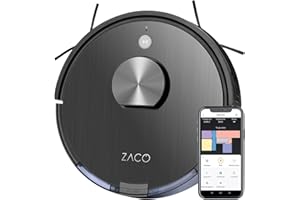 ‎ZACO ZACO A10 Saugroboter mit Wischfunktion & Lasernavigation, bis 2h Laufzeit, Roboterstaubsauger mit Mapping, No Go Zonen, App & Alexa, Laser Staubsauger Roboter für Parkett & Tierhaare, leise, smart…