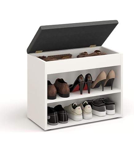 Banc Rangement Chaussures Relaxdays - 2 Niveaux, Similicuir Brun - Pour 6-8 Paires