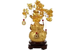 HOMOYOYO Homoyo - Árbol Feng Shui Bonsái para fortuna de plata, buena suerte, reiki riqueza, prosperidad y éxito, citrino, árbol de piedras preciosas para bricolaje y decoración del hogar
