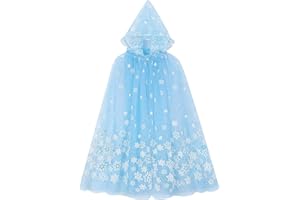 XEPST Mantello Principessa Bambina, Costume Principessa con Cappuccio, Mantello Blu Della Principessa Accessorio Scialle Cape Ragazze da Costume Carnevale Halloween Cosplay