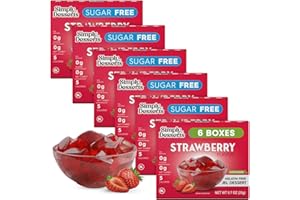 Simply Delish, Sugar-Free Natural Jelly Dessert - Vegan, Gluten and Fat-Free, Strawberry Flavour - Pack of 6, 20g Keto Friendly Sweets