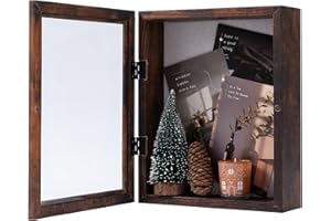 Muzilife Cornice portafoto in legno 3D con apertura da riempire, 28 x 35 cm, con spilli e tasselli per display fai da te, regalo per famiglia, amici, ufficio, marrone scuro