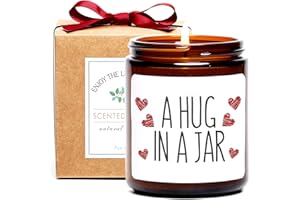 FUND AMLIGHT Thinking of You Gift, A Hug in a Jar Scented Soy Candle, Inspirational Positive Wishes Encouragement Gift Get Well Soon, Condolence, Relaxing, Divorce Gifts for Women (Hug)