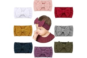 Makone Diademas de Bebe Nina, Lazo Nailon Elástico Suave Turbante Felpas Bebe Recién Nacidos Cinta Pelo Bebe Niña Cintillos Fitas Cabelo para Ninas y Bebés