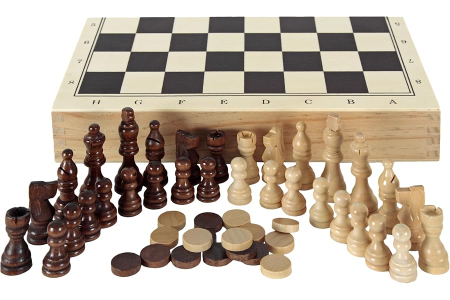 Aquamarine Games CP1070 - Ajedrez, damas y backgammon en estuche, 2 jugadores