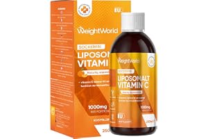 Liposomal C-vitamin - 250 ml veganska & sockerfria Droppar - Daglig 1000 mg Vit C med apelsinsmak - Alternativ till tabletter & kapslar - Maximal absorption & hög biotillgänglighet - WeightWorld