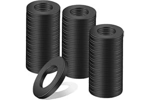Nenull Rondelles M5 x 10mm Noir Acier au Carbone Rondelles Plates 100 Pièces Metal Étanchéité Joints Bague pour Vis Boulons Tige Filetée de Réparation Ménagère