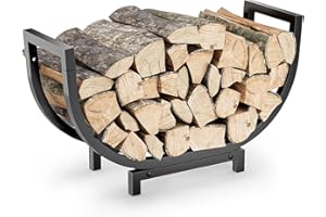 Bomclap Kaminholzregal Metall, U-förmigen Brennholzregal für innen und außen, Kaminholzkorb Kaminholzständer für Holz, Zeitung oder Brennholz, 60x20x33cm