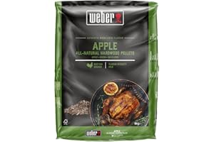 Weber Apple Hardwood Pellets/Natural Apple Wood for Pellet Barbecues with Mild, Aromatic, Sweet, Smoky Flavour, No Fillers, Great for Low & Slow Cooking, 8 kg Bag