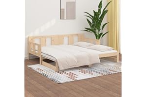 Norheim Sofá Cama Extraíble Cama Divan Cama Convertible en Cama Individual de Madera de Pino Estructura de Sofá Cama Diseño Moderno 2X(80x200) cm Natural