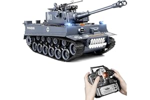 Supdex Carro Armato Telecomandato 1/18 Tanque Tiger I, 2.4GHz Serbatoio Telecomandato, Modello di Carro Armato, Con Suoni Realistici e Luci, Veicolo Militare RC per Adulti e Bambini che Spara BBS