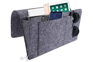 jiuzcare Organisateur De Chevet Canapé Accoudoirs Organisateur Range Telecommande Canape Vide Poche Lit Poche De Lit Sac De Rangement De Chevet Chevet à Suspendre Housse Rangement Bureau, Gris Foncé