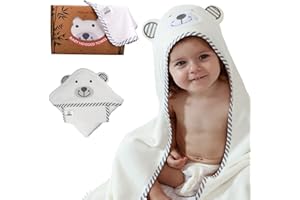 KPRICE - Accappatoio Neonato Con Cappuccio - Asciugamani di flanella 100% Bambu Organico - Asciugamano Neonato Bagnetto - Bambini Bambino Mesi Nascita