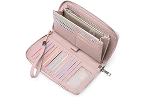 GAEKEAO Portafoglio Donna Grande in Pelle con Blocco RFID, Portamonete con Chiusura a Cerniera, Borsellino Idee Regalo