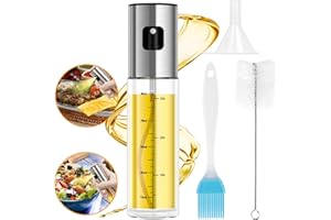 Uktunu Öl Sprüher 4-in-1 Ölsprüher für Heißluftfritteuse Öl Sprayer 100ml Öl Sprühflasche mit Backpinsel, Ölsprüher Flasche, Flaschenbürste und Öltrichter Perfekt für Grillen Backen Salate