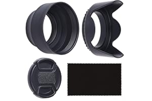 CAMKIX 55mm 2 Kamera Objektiv Sonnenblenden + 1 Objektivkappe - Gummi (Zusammenklappbar) + Tulpe Blume - Reduziert Objektiv Flare und Blendung - Blöcke überschüssiges Sonnenlicht für verbesserte Fotografie