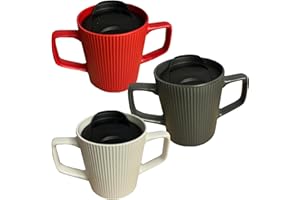 Boscul Two Handled Mug, Living Aid, Tremors, Weaker Grip, Arthritis, Health Conditions, Weaker Grip, Disabilities, Dual Handle Non Spill Lid Cup 3 Colours 300ml (White)