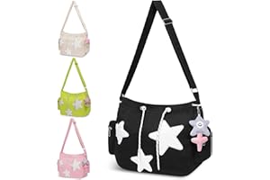 YILCER Cute Messenger Bag, Aesthetic Crossbody Bag, Y2K Star Grunge Bag Emo Shoulder Tote Purse for Women