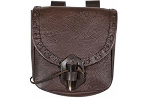 Mythrojan Belt Pouch Viking Leather Belt Bag Medieval Belt Bag Renaissance Costume Accessories LARP Waist Bag Cosplay Coin Purse Antique Vintage Coin Pouch - Brown