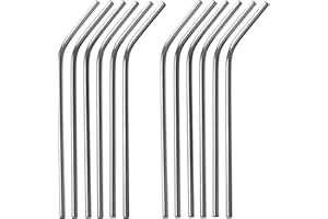 GRÄWE Cannucce ricurve, set di 12 cannucce argentate in acciaio inox, lavabili in lavastoviglie, cannuccia in metallo riutilizzabile