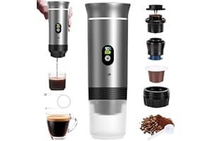 VZYNDIR Máquina Café Portátil, Compatible con Cápsulas Pequeñas o Grandes, Nespresso、L'OR y Café Molido, Cafetera Portátil 3 en 1 Con Función de Visualización Digital, Ideal Viajes y Camping